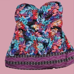 Swimsuits For All Tropical Floral Strapless Swim Top - Multicolor  NWT  Sz. 20